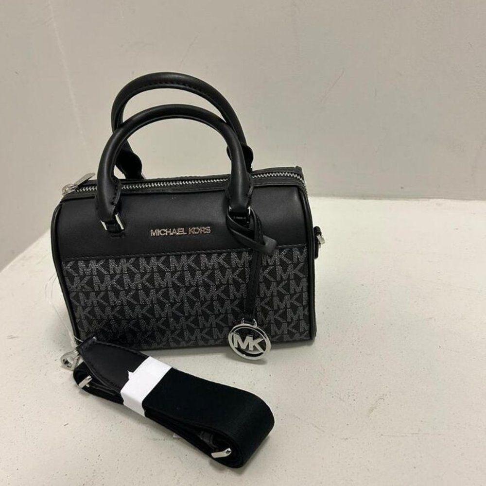 ✨ Michael Kors Black & Silver XS Mini Duffle: Effortless Elegance! 🖤👜